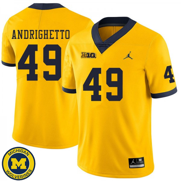 Men's University of Michigan #49 Lucas Andrighetto Yellow Fashion Jersey